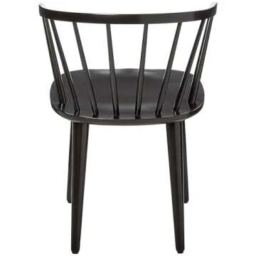 Target Marketing Systems Florence Wooden Dining Chairs Set of 2 with Low Windsor Spindle Back, Rubber Wood Construction, Stylish, Durable, and Comfortable Seating for Mid Century Modern Kitchen, Black