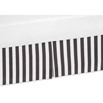 Stylish Sweet Jojo Crib Bed Skirt in Black and White Stripes