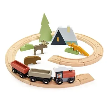 Tender Leaf Toys Treetops Train Set - Colorful Wooden Train for Kids 3+