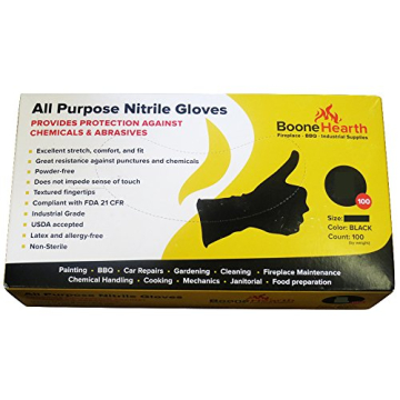 Durable Boone Hearth Large Black Nitrile Gloves 5 mil