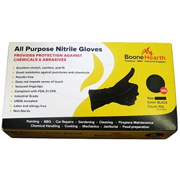 Durable Boone Hearth Large Black Nitrile Gloves 5 mil