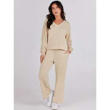 Caracilia Womens 2 Piece Outfits Long Sleeve Oversized Sweatshirt Sweatpants Tracksuit Sweat Lounge ...