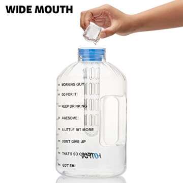 HOTFUN 1 Gallon Water Bottle, BPA Free Large Water Bottle Hydration with Motivational Time Marker Reminder Leak-Proof Drinking Big Water Jug for Camping Sports Workouts and Outdoor Activity, 128oz