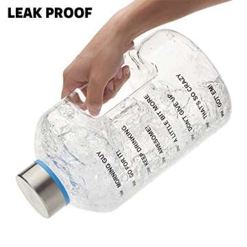 HOTFUN 1 Gallon Water Bottle, BPA Free Large Water Bottle Hydration with Motivational Time Marker Reminder Leak-Proof Drinking Big Water Jug for Camping Sports Workouts and Outdoor Activity, 128oz