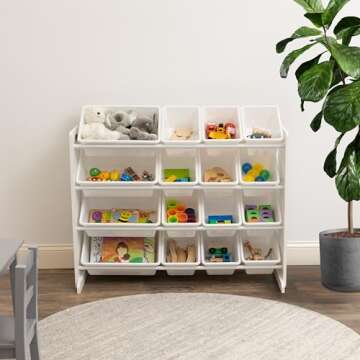Humble Crew Extra-Large Toy Organizer, 16 Storage Bins, White/White