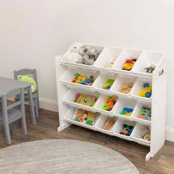 Humble Crew Extra-Large Toy Organizer, 16 Storage Bins, White/White