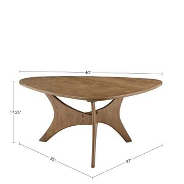 INK+IVY Blaze Triangle Wood Coffee Table Plywood with Wood Veneer Legs, Mid-Century Modern, Easy Assembly, Accent Furniture For Living Room, Minimalist Décor, Light Brown