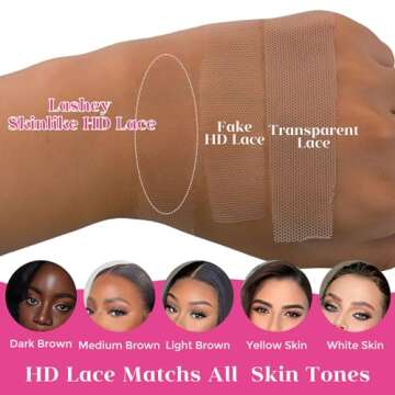 Lashey SEAMLESS HD Lace Wig 0.1mm SKINLIKE HD Lace Closure - Glueless, Pre Plucked, 180% Density Hum...