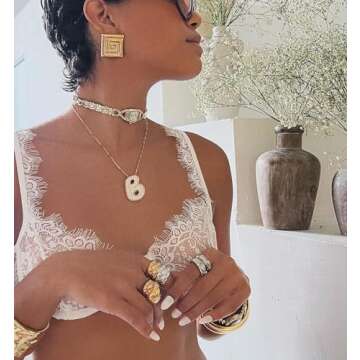 AGGRAD Bubble Letter Necklace 14k Gold Plated Balloon Initial Diamond Pendant Chain Necklace Dainty ...