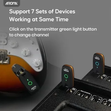 Aroma UHF Wireless Guitar System | 7 Channels, Rechargeable