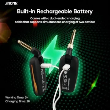 Aroma UHF Wireless Guitar System | 7 Channels, Rechargeable