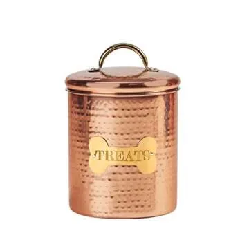 Amici Home King Charles Copper Dog Treats Canister - 38oz Handmade Storage Solution for Pet Treats