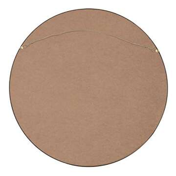 Kate and Laurel Travis Round Wood Wall Mirror, 25.6" Diameter, Black, Modern Wall Décor Accent