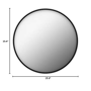 Kate and Laurel Travis Round Wood Wall Mirror, 25.6" Diameter, Black, Modern Wall Décor Accent