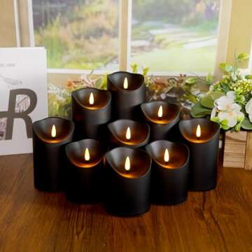 Eebuss Flameless Candles, LED Candles,Plastics Realistic Candle，flameless Candles with Remote，Suitable for Home Decoration，Adding Warmth to The Atmosphere，9pcs（Black）