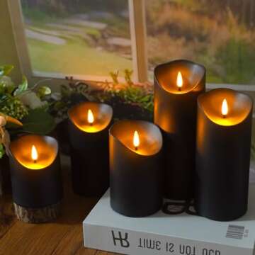 Eebuss Flameless Candles, LED Candles,Plastics Realistic Candle，flameless Candles with Remote，Suitable for Home Decoration，Adding Warmth to The Atmosphere，9pcs（Black）