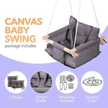 CaTeam Canvas Baby Swing - Safe, Cozy & Durable for Kids