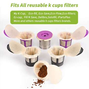 Unbleached K cup Coffee Paper Filters with Lid Disposable for Keurig Reusable K Cup Filters, Disposable Keurig Filters Unbleached, Fits All Keurig Single Serve Filter Brands (100 pack)