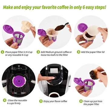 Unbleached K cup Coffee Paper Filters with Lid Disposable for Keurig Reusable K Cup Filters, Disposable Keurig Filters Unbleached, Fits All Keurig Single Serve Filter Brands (100 pack)