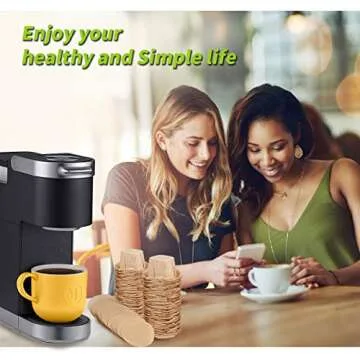 Unbleached K cup Coffee Paper Filters with Lid Disposable for Keurig Reusable K Cup Filters, Disposable Keurig Filters Unbleached, Fits All Keurig Single Serve Filter Brands (100 pack)