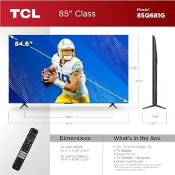TCL 85-Inch Q68 QLED Pro 4K UHD Smart TV with Google TV (85Q681G, 2024 Model) Dolby Vision, Dolby Atmos, HDR Pro, Game Accelerator up to 120Hz, Voice Remote, Works with Alexa, Streaming Television