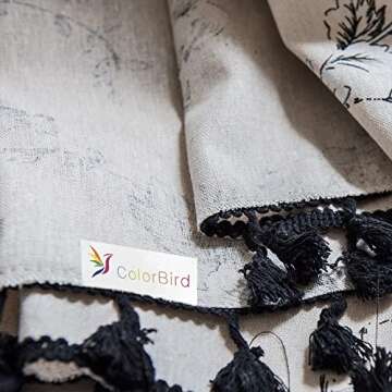 ColorBird Botanical Print Semi-Blackout Window Curtains 2 Panels Farmhouse Style Cotton Linen Darkening Curtains with Tassels Rod Pocket Window Drapes for Living Room Bedroom (52" W x 84" L, Floral)