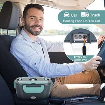 Electric Lunch Box Food Heater, 3 in 1 Ultra Quick Heated Lunch Boxes for Adults, 12V/24V/110V Porta...