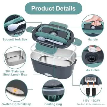 Electric Lunch Box Food Heater - Convenient 3-in-1 Design