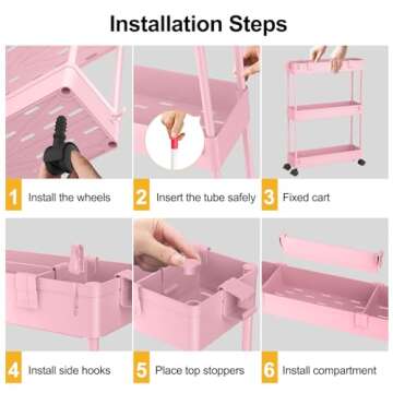 SPACELEAD Slim Storage Cart 3 Tier,Bathroom Organizer Rolling Utility,Mobile Shelving Unit Slide Out...