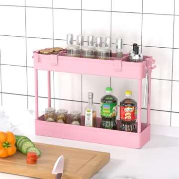 SPACELEAD Slim Storage Cart 3 Tier,Bathroom Organizer Rolling Utility,Mobile Shelving Unit Slide Out for Office, Kitchen, Laundry Room & Narrow Places,Pink