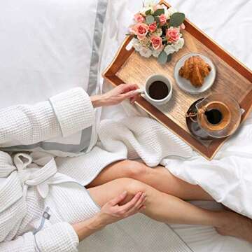 Set of 3 Large Serving Trays w/Handles Nesting Breakfast Serving Trays Afternoon Tea Tray Decorative...