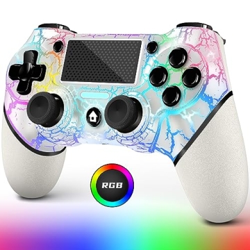 AceGamer Wireless Controller for PS4 - Stunning RGB Light Up Design, High Capacity Battery and Audio...
