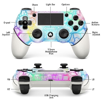 AceGamer Wireless RGB Controller for PS4 and PC - Light Up Design