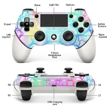 AceGamer Wireless RGB Controller for PS4 and PC - Light Up Design