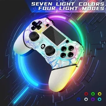 AceGamer Wireless RGB Controller for PS4 and PC - Light Up Design