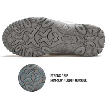 HUMTTO Women's Winter Warm Waterproof Snow Boots Lightweight Non-Slip Faux Fur Lined Ankle Booties 8 Grey