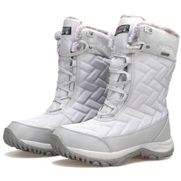 HUMTTO Women's Winter Warm Waterproof Snow Boots Lightweight Non-Slip Faux Fur Lined Ankle Booties 8 Grey