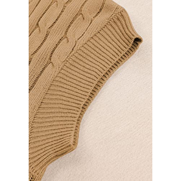 Trendy Womens Oversized Sweater Vest V Neck Khaki Stylish