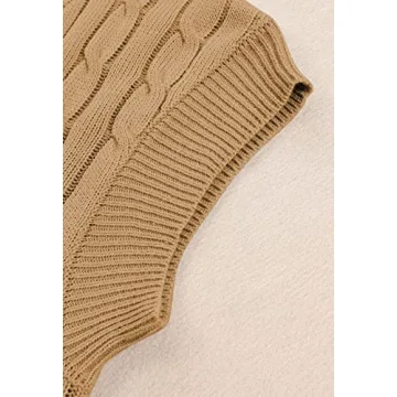 Trendy Womens Oversized Sweater Vest V Neck Khaki Stylish