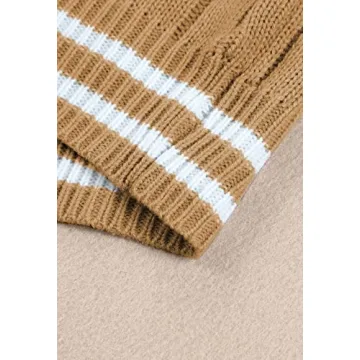 Trendy Womens Oversized Sweater Vest V Neck Khaki Stylish