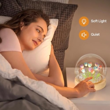 ONXE Valentines Day Gifts for Her, Birthday Gifts for Women, Flower Lamp Night Light for Bedroom Decor, Light Up Tulips in A Glass Dome for Girlfriend Wife Mothers Day Gift