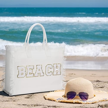 Stylish Ineowelly Tote Bag - Large Beach Bag with Compartments