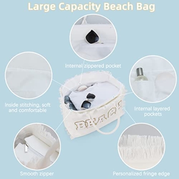 Stylish Ineowelly Tote Bag - Large Beach Bag with Compartments