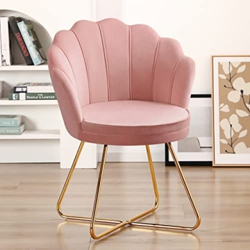 Furnimart Vanity Chair with Back, Velvet Shell Accent Chair for Living Room, Criss Cross Chair with ...
