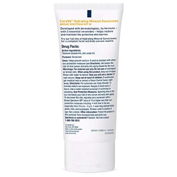CeraVe 100% Mineral Sunscreen SPF 30 for Healthy Skin