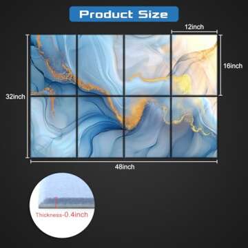 HIRESC 8 Pack Art Acoustic Panels Sound Proof Foam for Walls, 48X32 Inches Decorative Sound Absorbin...
