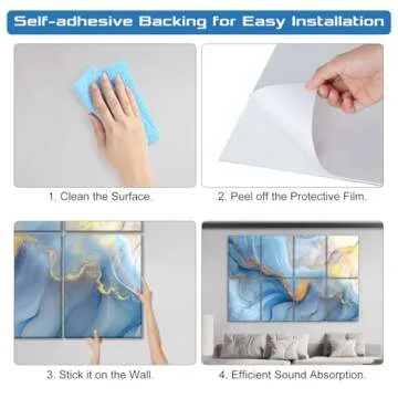 HIRESC 8 Pack Art Acoustic Panels Sound Proof Foam for Walls, 48X32 Inches Decorative Sound Absorbing Panels for Bedroom, Adhesive Included, Wavy