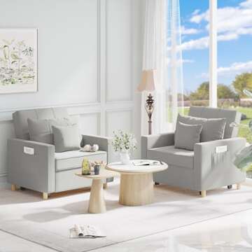 Esright 40 Inch Sleeper Chair Bed in Modern Light Grey