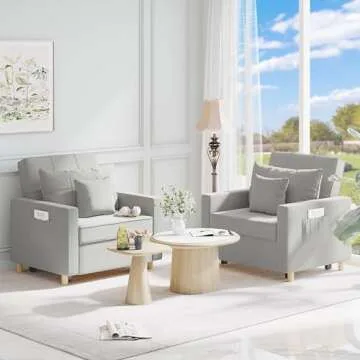 Esright 40 Inch Sleeper Chair Bed in Modern Light Grey