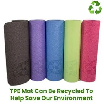 Koa Yoga Mat-Essential Green TPE, Latex-free, Eco-friendly, Non-toxic, Non-slip, thick mat 6' x 2' x 8mm and a Donation to Charity